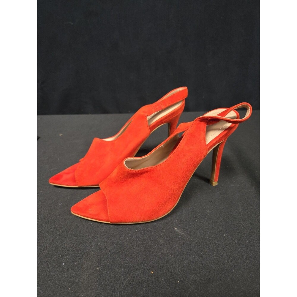 Charles By Charles David Trapp Red Suede Stiletto Sandal Pump Heels Size 7.5